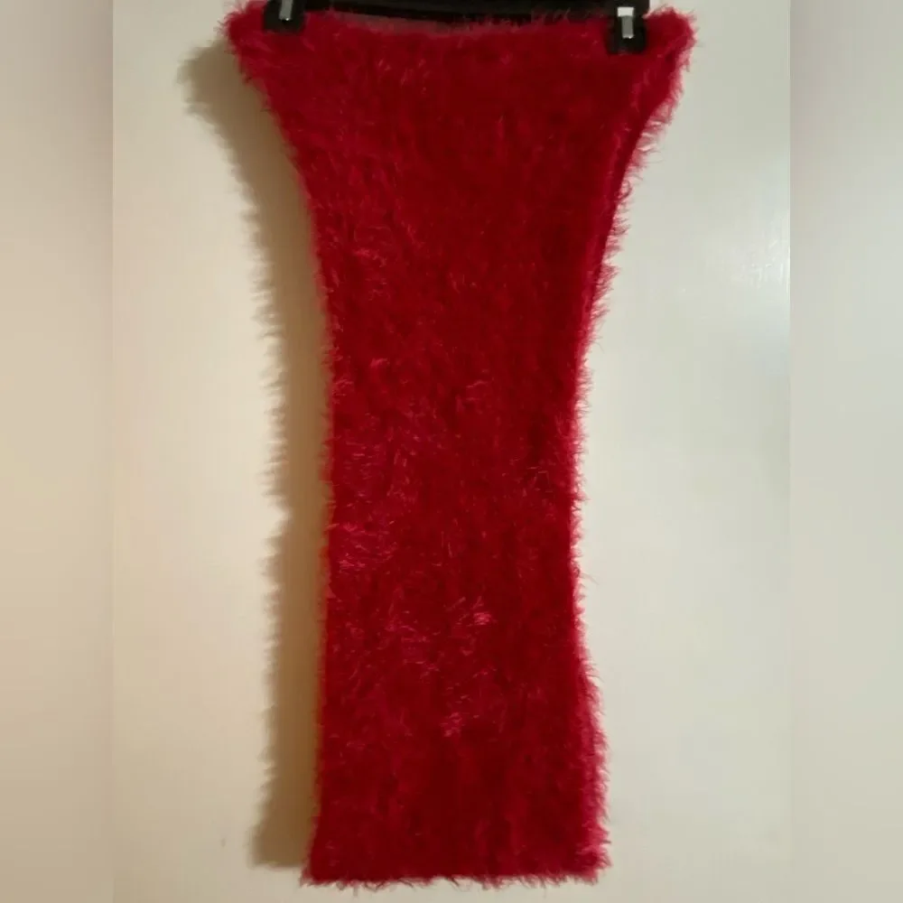 Charlotte Russe Red Fluffy Knit Infinity Scarf